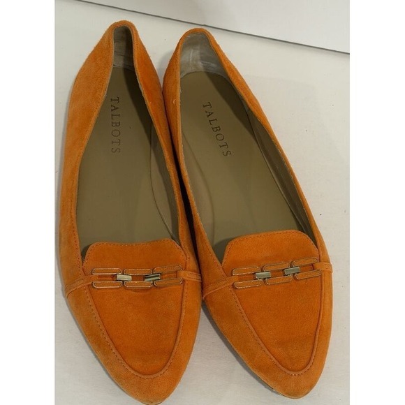 Talbots Shoes - Talbots Francesca Link Suede Leather Driving Flats Orange Size 7.5